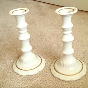 Lenox Ivory and Gold Candlestick Holders